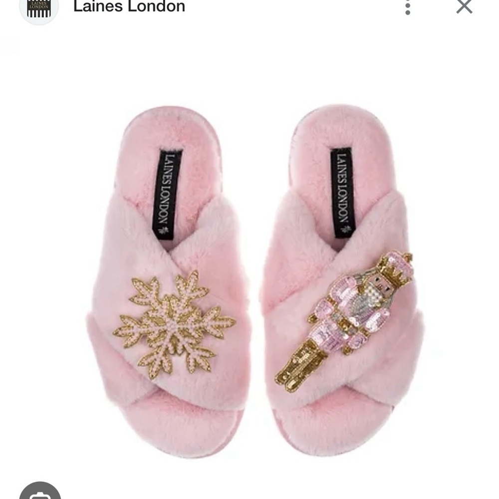 Laines London Embellished Nutcracker Slippers.  Size Medium.  NWOT